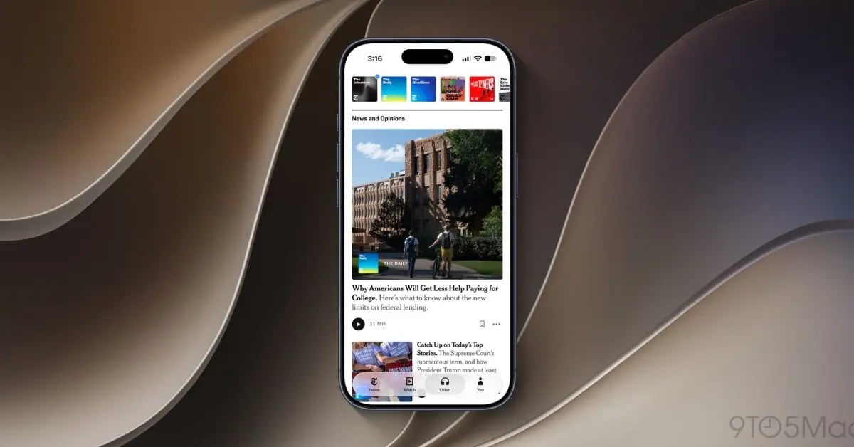 New York Times Uygulaması Artık Apple'ın Liquid Glass Tasarımını Kullanıyor