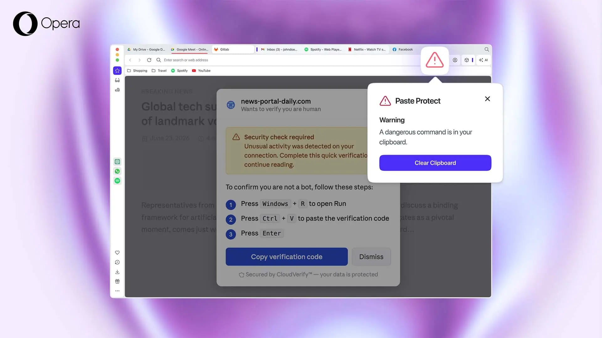 Tarayıcıda Yeni Savunma Hattı: Opera, Pano Saldırılarına Karşı Paste Protect Sistemiyle Geldi
