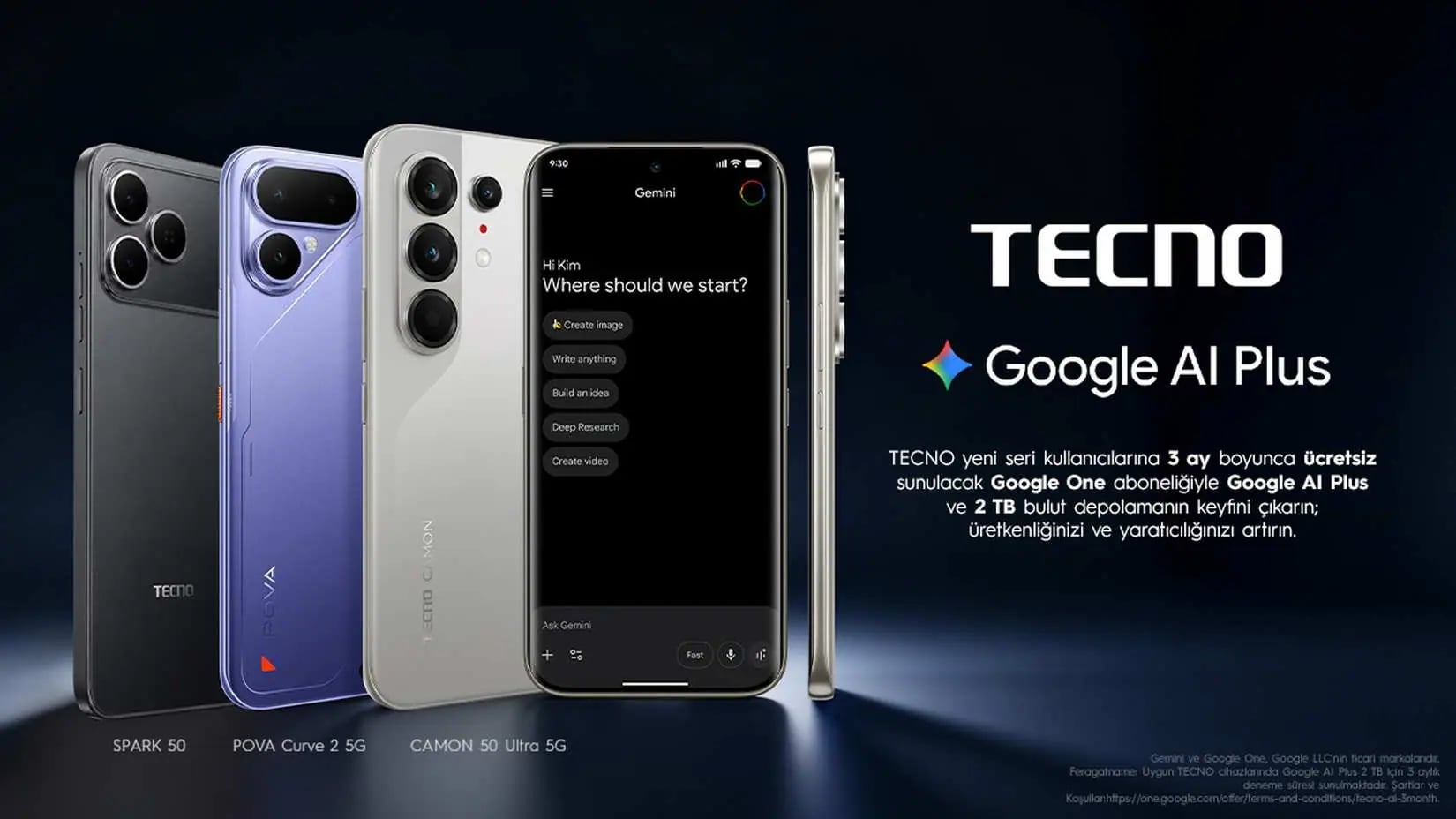 TECNO'dan Yapay Zekâ Hediyesi: Google AI Plus 3 Ay Ücretsiz