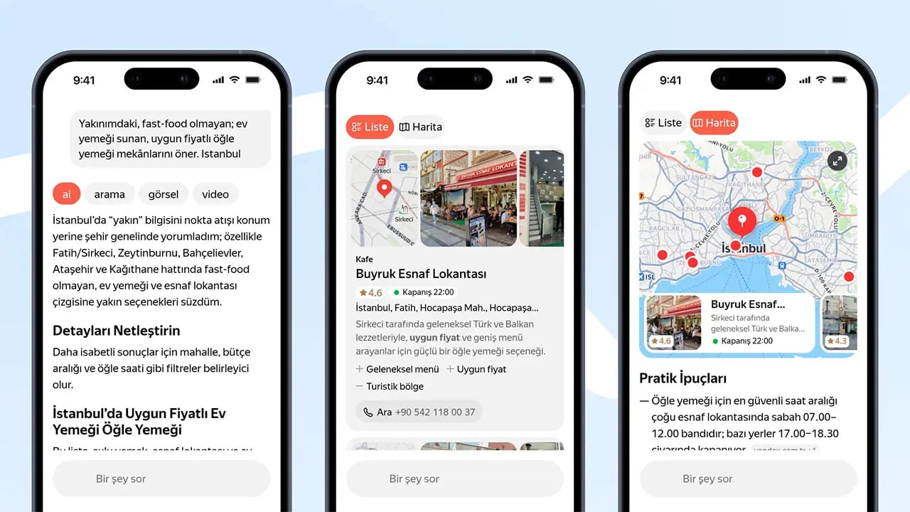 Yandex Haritaları Yapay Zeka ile Devrim Yaşıyor: Sohbetle Keşfetme Çağı