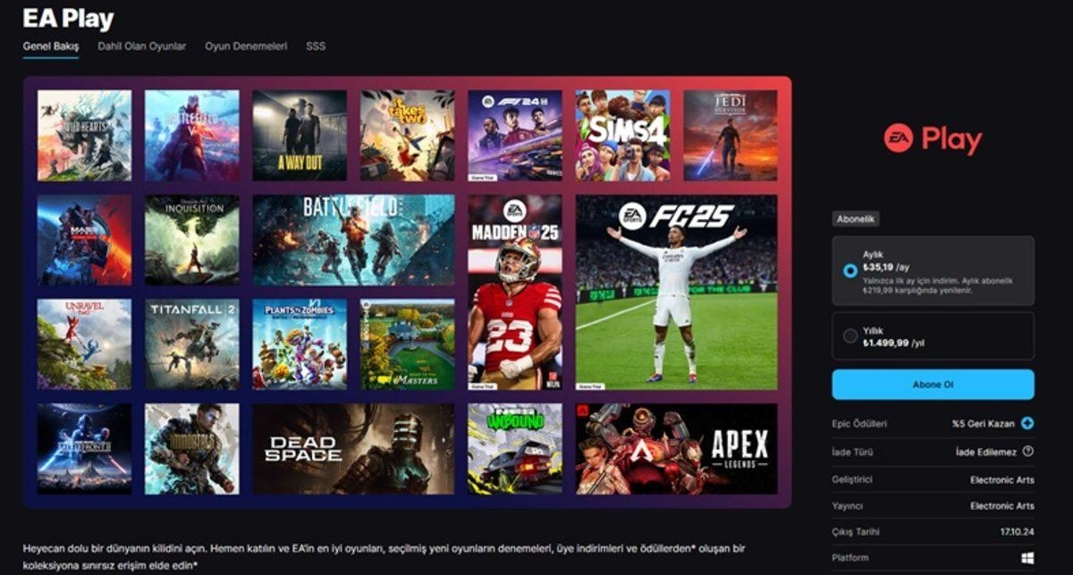 EA Play Aboneliğinde Tarihi İndirim: Oyun Kütüphanesi Şimdi Çok Daha Uygun