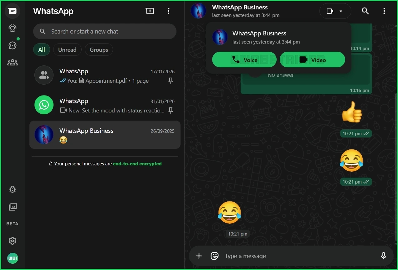 WhatsApp Web Devrim Yaşıyor: Artık Her Yerde Arama