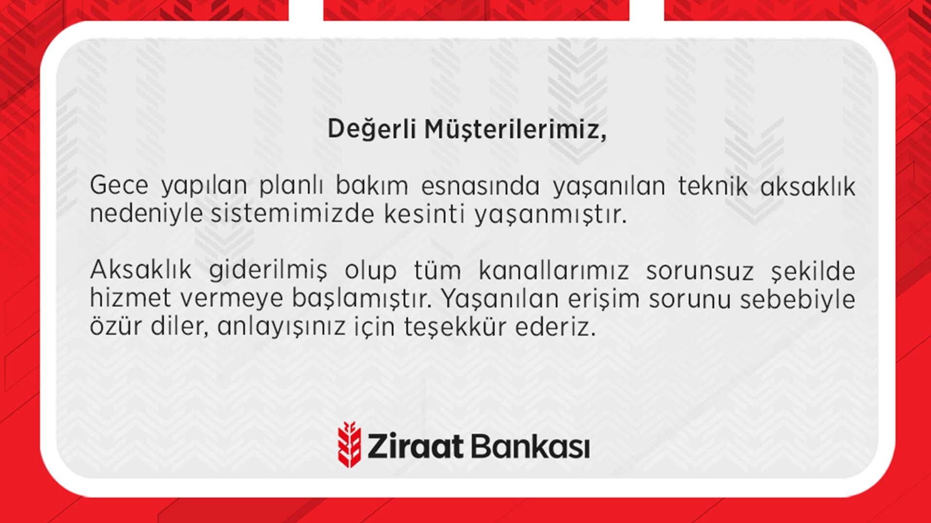 Ziraat Bankası'ndan Kritik Açıklama